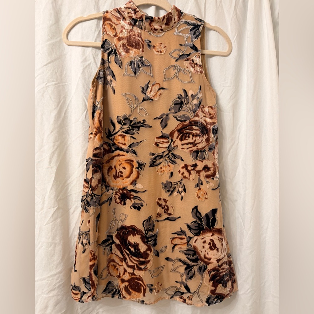 People's Project LA Tan Flowered Top